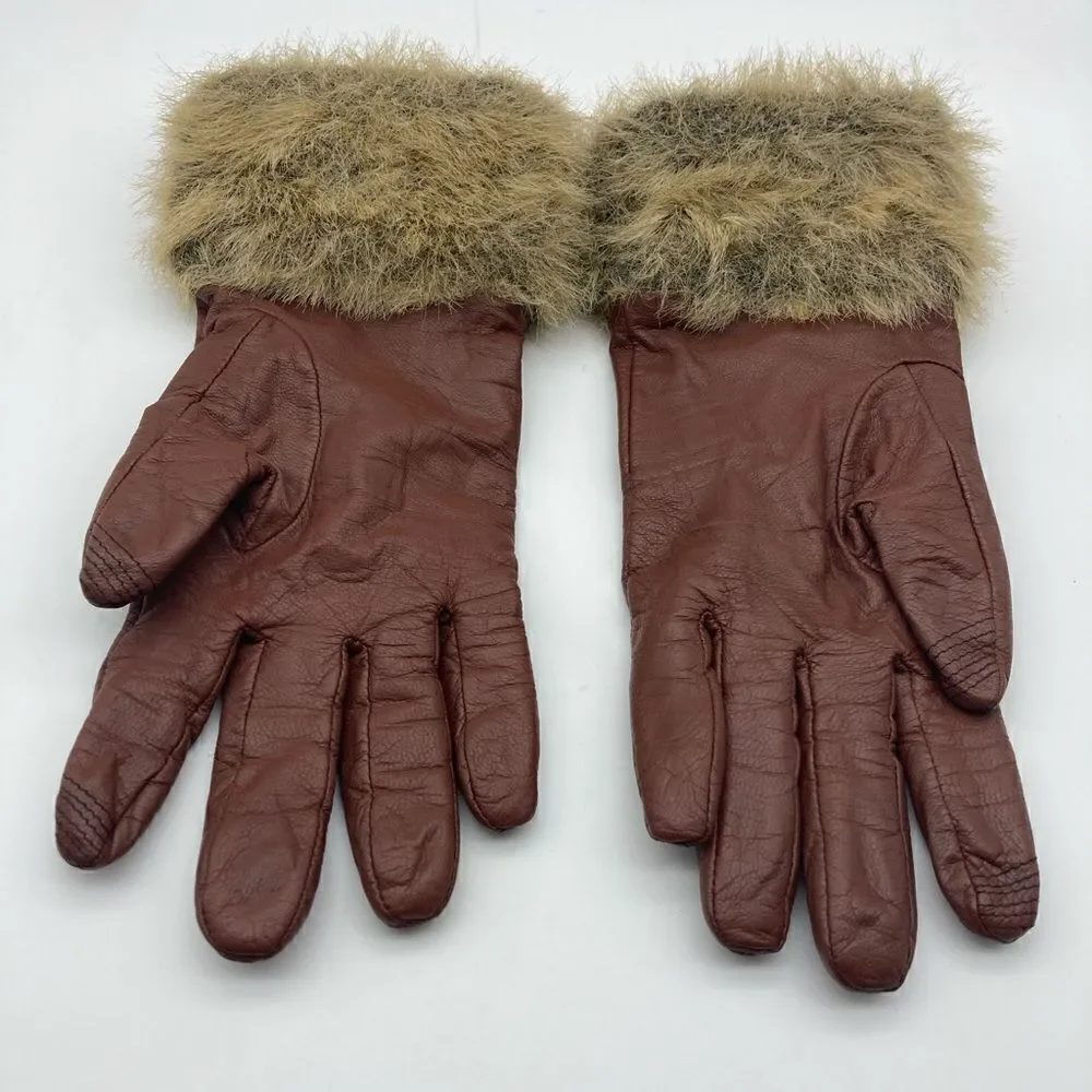 Vintage Merona Leather Gloves Size LG Cognac Color